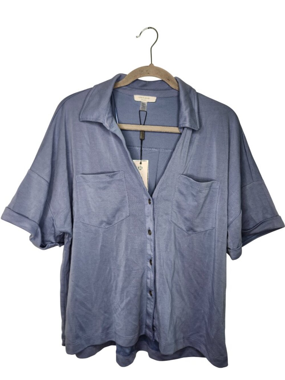 NEW Cable & Gauge Blue Collared Camp Shirt Size Large